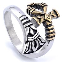 Hip-Hop Streetwear Color Block 304 Stainless Steel Carving Men's Rings main image 5