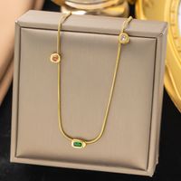 304 Stainless Steel 18K Gold Plated Classic Style Streetwear Inlay Geometric Zircon Necklace main image 6