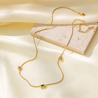304 Stainless Steel 18K Gold Plated Classic Style Streetwear Inlay Geometric Zircon Necklace main image 3