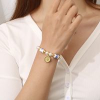Vintage Style Classic Style Round Heart Shape 304 Stainless Steel Resin Beaded 18K Gold Plated Women's Bracelets main image 4