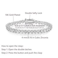 Casual Classic Style Round Brass 18k Gold Plated Platinum Plated Rhodium Plated Zircon Tennis Bracelet In Bulk main image 9