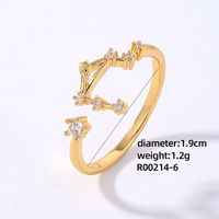 Copper K Gold Plated Rhodium Plated Elegant Classic Style Commute Inlay Geometric Zircon Open Rings sku image 5