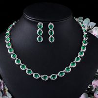 Copper White Gold Plated Rhodium Plated Elegant Glam Plating Inlay Solid Color Artificial Gemstones Jewelry Set sku image 2