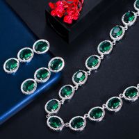 Copper White Gold Plated Rhodium Plated Elegant Glam Plating Inlay Solid Color Artificial Gemstones Jewelry Set main image 6