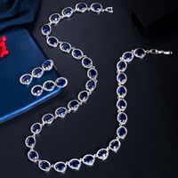 Copper White Gold Plated Rhodium Plated Elegant Glam Plating Inlay Solid Color Artificial Gemstones Jewelry Set main image 9