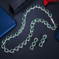 Copper White Gold Plated Rhodium Plated Elegant Glam Plating Inlay Solid Color Artificial Gemstones Jewelry Set main image 10