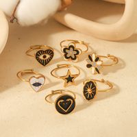 IG Style Simple Style Classic Style Pentagram Heart Shape Flower 304 Stainless Steel 18K Gold Plated Open Rings In Bulk main image 10