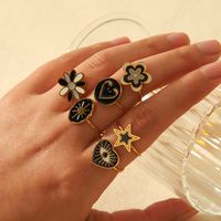 IG Style Simple Style Classic Style Pentagram Heart Shape Flower 304 Stainless Steel 18K Gold Plated Open Rings In Bulk main image 9