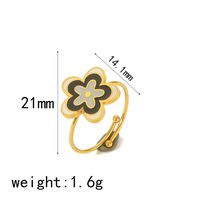 Estilo IG Estilo Simple Estilo Clásico Pentagrama Forma De Corazón Flor Acero Inoxidable 304 Chapados en oro de 18k Anillos Abiertos Al Mayoreo sku image 7