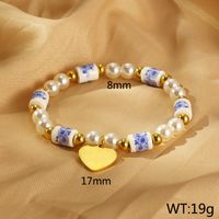 Vintage Style Classic Style Round Heart Shape 304 Stainless Steel Resin Beaded 18K Gold Plated Women's Bracelets sku image 2