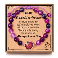 Cute MAMA Simple Style Heart Shape Volcanic Rock Copper Beaded Braid Mother'S Day Women's Bracelets sku image 4