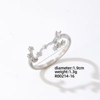 Copper K Gold Plated Rhodium Plated Elegant Classic Style Commute Inlay Geometric Zircon Open Rings sku image 13