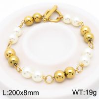304 Stainless Steel Resin Simple Style Toggle Beaded Round Bracelets sku image 1