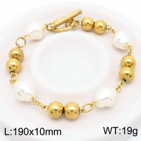 304 Stainless Steel Resin Simple Style Toggle Beaded Round Bracelets sku image 2