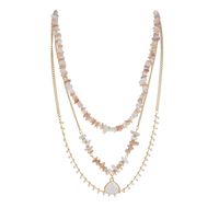 Wholesale Jewelry Casual Irregular Shell 304 Stainless Steel Beaded Gravel 18K Gold Plated Three Layer Necklace sku image 2
