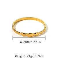 304 Stainless Steel Gold Plated Casual Simple Style Commute Waves Solid Color Bangle main image 2