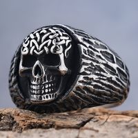 Hip-Hop Streetwear Crown 304 Stainless Steel Carving Men's Rings sku image 1