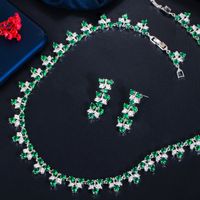 Copper Silver Plated Casual Simple Style Plating Inlay Leaf Artificial Gemstones Jewelry Set main image 8
