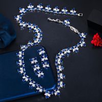 Copper Silver Plated Casual Simple Style Plating Inlay Leaf Artificial Gemstones Jewelry Set main image 9