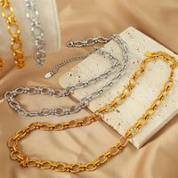 Titanium Steel 18K Gold Plated Elegant Retro Plating Chain Solid Color Bracelets Necklace main image 6