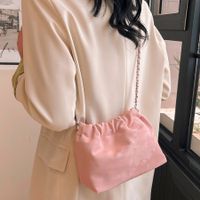 Women's Medium Pu Leather Solid Color Classic Style Streetwear Sewing Thread Bucket Magnetic Buckle Bucket Bag sku image 1