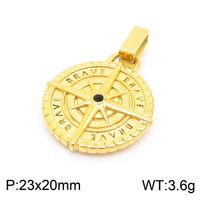 1 Piece 23 * 20mm 304 Stainless Steel Artificial Crystal Round Compass Pendant sku image 2