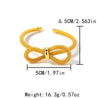 304 Stainless Steel Gold Plated Casual Elegant Romantic Bow Knot Bangle main image 2