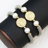 Wholesale Elegant Vintage Style Luxurious Round Copper Pearl Plating Bracelets main image 1