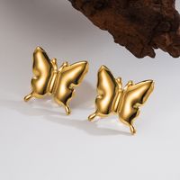 1 Pair Simple Style Commute Butterfly Plating 304 Stainless Steel 18K Gold Plated Ear Studs main image 3