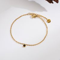 304 Stainless Steel 18K Gold Plated Vintage Style Simple Style Commute Inlay Round Zircon Bracelets main image 6