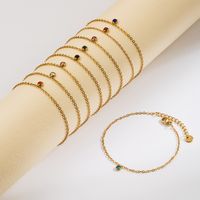 304 Stainless Steel 18K Gold Plated Vintage Style Simple Style Commute Inlay Round Zircon Bracelets main image 1
