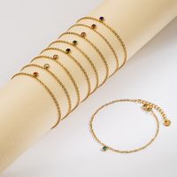 304 Stainless Steel 18K Gold Plated Vintage Style Simple Style Commute Inlay Round Zircon Bracelets main image 8