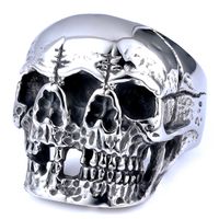 Hip-Hop Streetwear Skull 304 Stainless Steel Carving Men's Rings sku image 5