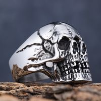 Hip-Hop Streetwear Skull 304 Stainless Steel Carving Men's Rings main image 7