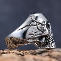 Hip-Hop Streetwear Skull 304 Stainless Steel Carving Men's Rings main image 6