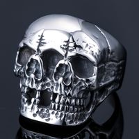 Hip-Hop Streetwear Skull 304 Stainless Steel Carving Men's Rings main image 1