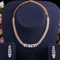 Copper Silver Plated Casual Elegant Simple Style Plating Inlay Leaf Artificial Gemstones Jewelry Set main image 1
