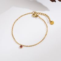 304 Stainless Steel 18K Gold Plated Vintage Style Simple Style Commute Inlay Round Zircon Bracelets sku image 7