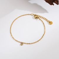 304 Stainless Steel 18K Gold Plated Vintage Style Simple Style Commute Inlay Round Zircon Bracelets sku image 1