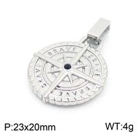 1 Piece 23 * 20mm 304 Stainless Steel Artificial Crystal Round Compass Pendant sku image 1