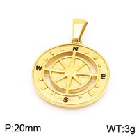 1 Piece 23 * 20mm 304 Stainless Steel Artificial Crystal Round Compass Pendant sku image 3