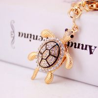 Cute Tortoise Zinc Alloy Plating Inlay Rhinestones Unisex Bag Pendant Keychain main image 4