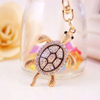 Cute Tortoise Zinc Alloy Plating Inlay Rhinestones Unisex Bag Pendant Keychain main image 2