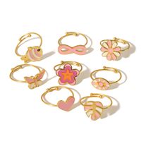 IG Style Cute Classic Style Heart Shape Butterfly Fish 304 Stainless Steel 18K Gold Plated Open Rings In Bulk main image 6