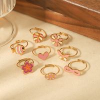 IG Style Cute Classic Style Heart Shape Butterfly Fish 304 Stainless Steel 18K Gold Plated Open Rings In Bulk main image 1