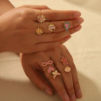 Estilo IG Lindo Estilo Clásico Forma De Corazón Mariposa Pez Acero Inoxidable 304 Chapados en oro de 18k Anillos Abiertos Al Mayoreo main image 8