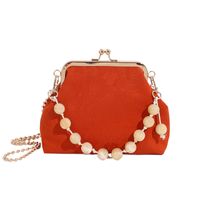 Women's Medium Silk Solid Color Elegant Vintage Style Lock Clasp Crossbody Bag sku image 3