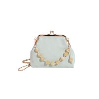 Women's Medium Silk Solid Color Elegant Vintage Style Lock Clasp Crossbody Bag sku image 4