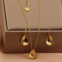 304 Stainless Steel 18K Gold Plated Basic Modern Style Classic Style Water Droplets Solid Color Earrings Necklace main image 3