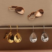 304 Stainless Steel 18K Gold Plated Basic Modern Style Classic Style Water Droplets Solid Color Earrings Necklace main image 1